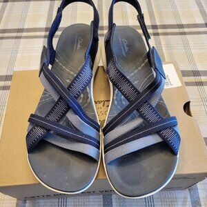 Blue on Blue Clarks sandals - Size 12
